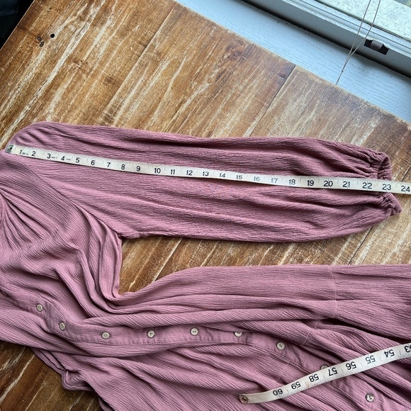 Knee Length Long Sleeve Button Down Dress Rose Colored Size S/M by Wishl… - Picture 8 of 9